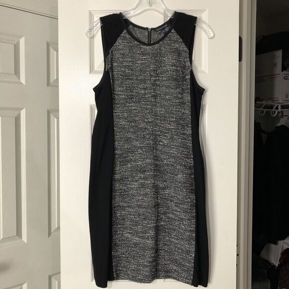 Eileen Fisher Tweedy Black Ponte Knit Sheath Dress Small Acadamia Tweed … - Picture 3 of 8